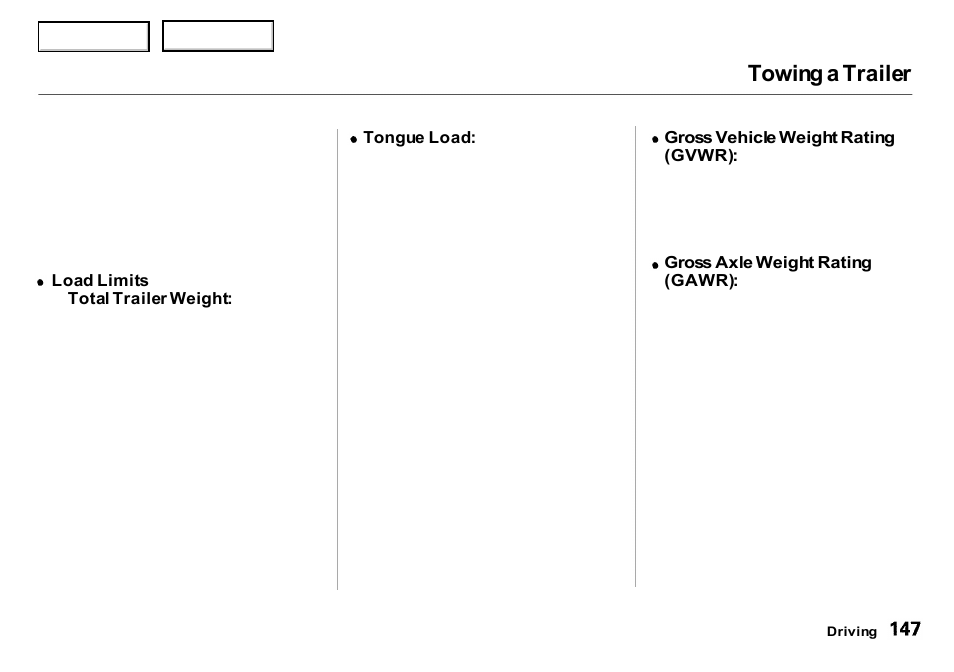Towing a trailer | Acura 2000 Integra Sedan - Owner's Manual User Manual | Page 150 / 273