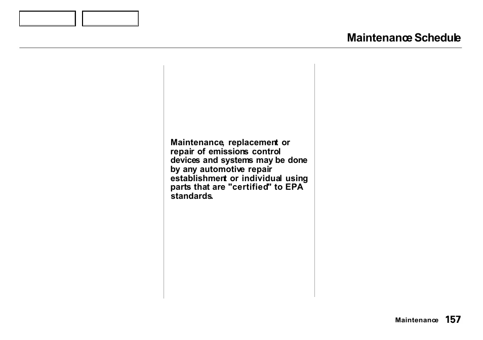 Maintenance schedule | Acura 2000 Integra Sedan - Owner's Manual User Manual | Page 160 / 273