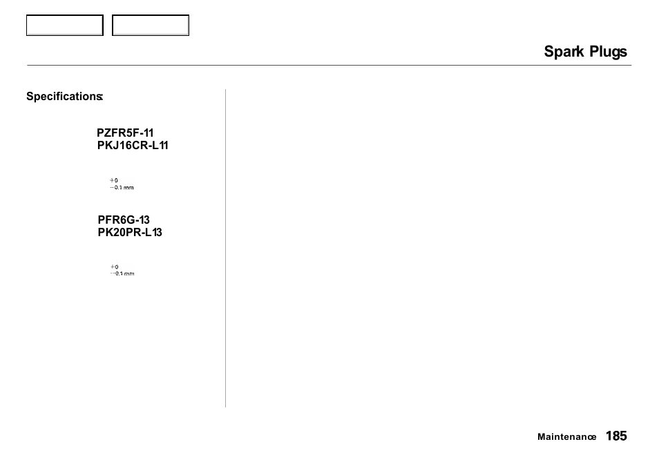 Spark plugs | Acura 2000 Integra Sedan - Owner's Manual User Manual | Page 188 / 273