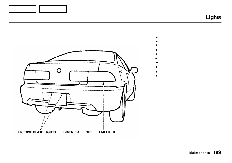 Lights | Acura 2000 Integra Sedan - Owner's Manual User Manual | Page 202 / 273