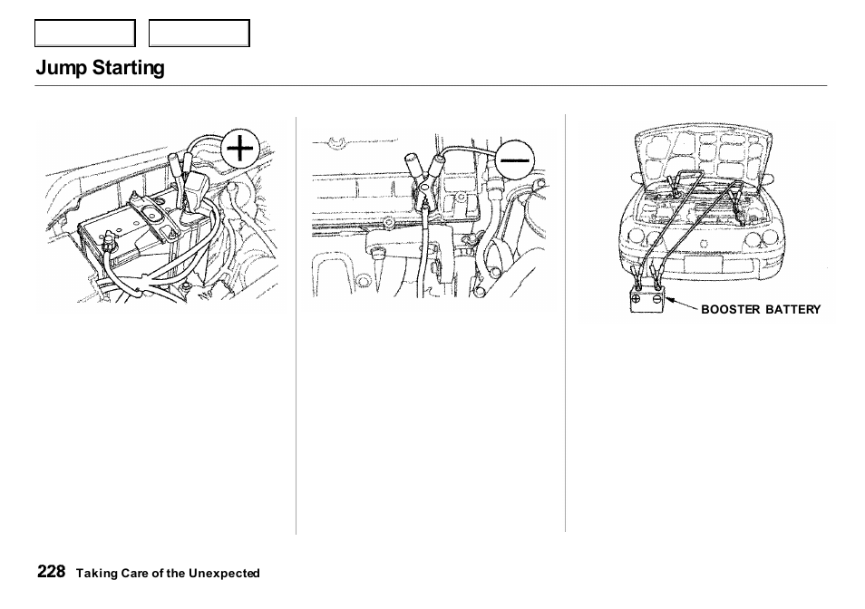 Jump starting | Acura 2000 Integra Sedan - Owner's Manual User Manual | Page 231 / 273