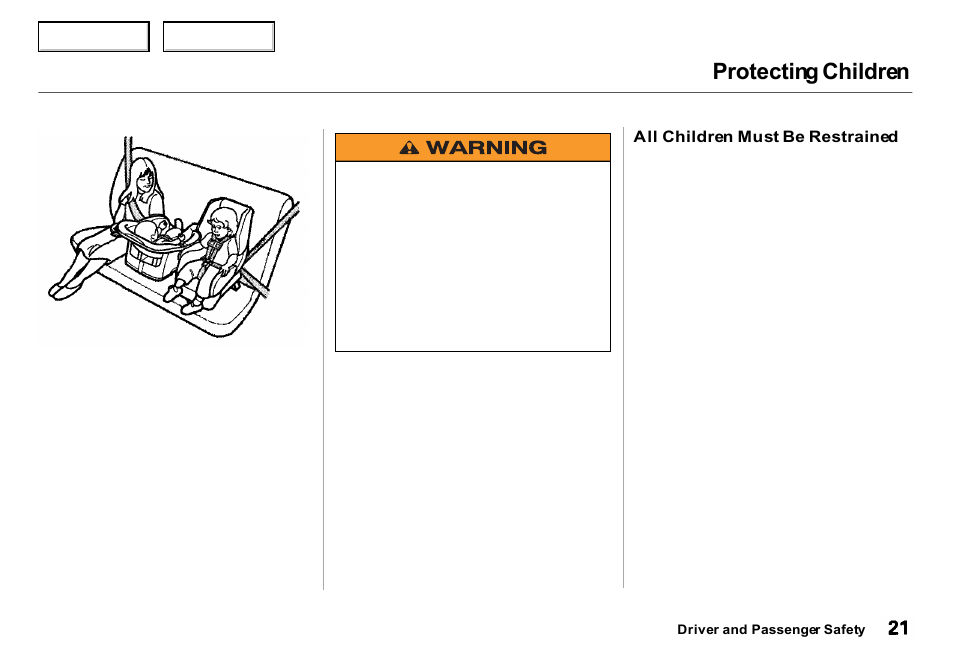 Protecting children | Acura 2000 Integra Sedan - Owner's Manual User Manual | Page 24 / 273