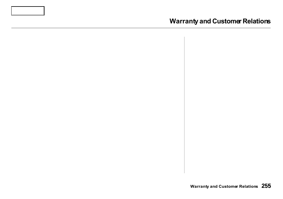 Warranty and customer relations | Acura 2000 Integra Sedan - Owner's Manual User Manual | Page 258 / 273