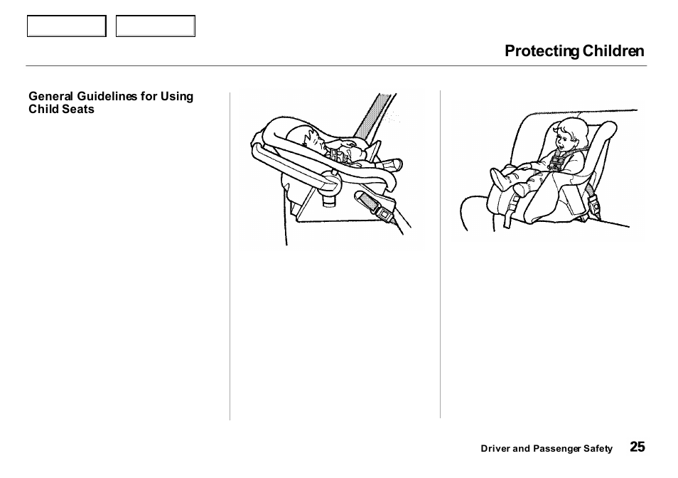 Protecting children | Acura 2000 Integra Sedan - Owner's Manual User Manual | Page 28 / 273