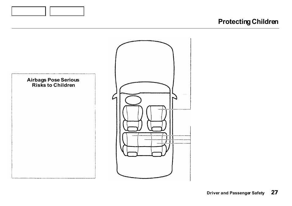 Protecting children | Acura 2000 Integra Sedan - Owner's Manual User Manual | Page 30 / 273
