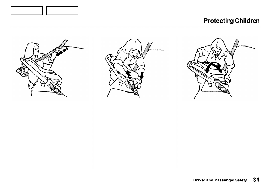 Protecting children | Acura 2000 Integra Sedan - Owner's Manual User Manual | Page 34 / 273
