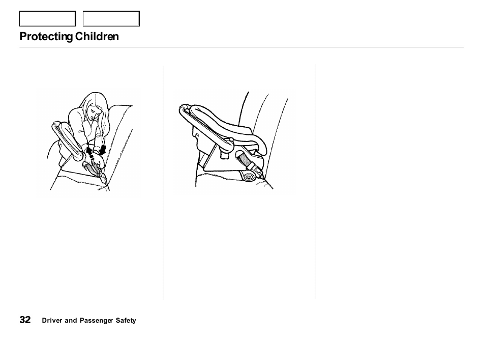 Protecting children | Acura 2000 Integra Sedan - Owner's Manual User Manual | Page 35 / 273