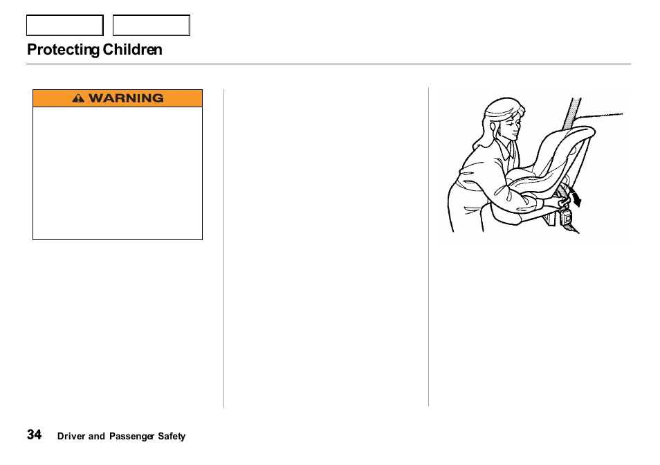 Protecting children | Acura 2000 Integra Sedan - Owner's Manual User Manual | Page 37 / 273