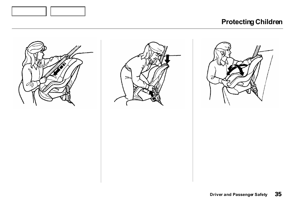 Protecting children | Acura 2000 Integra Sedan - Owner's Manual User Manual | Page 38 / 273