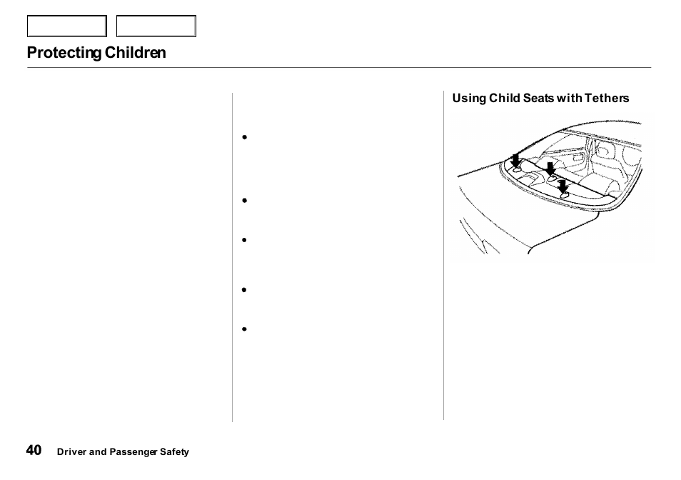 Protecting children | Acura 2000 Integra Sedan - Owner's Manual User Manual | Page 43 / 273