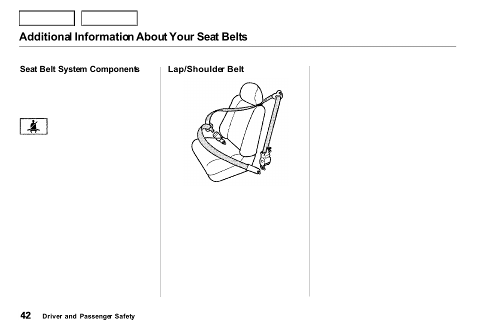Additional information about your seat belts | Acura 2000 Integra Sedan - Owner's Manual User Manual | Page 45 / 273