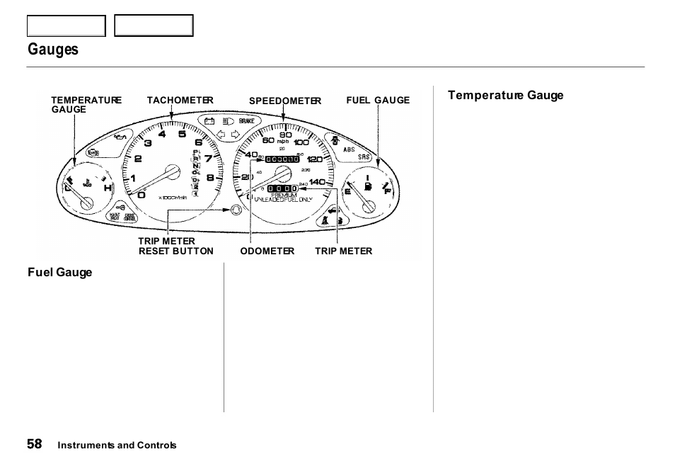 Gauges | Acura 2000 Integra Sedan - Owner's Manual User Manual | Page 61 / 273