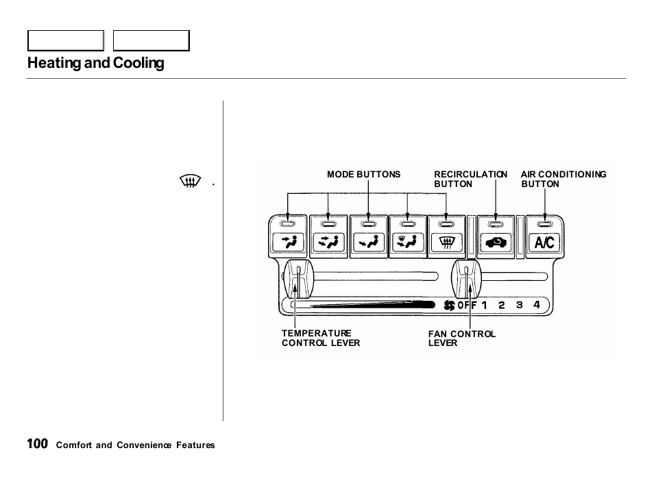 Heating and cooling | Acura 2000 Integra Hatchback - Owner's Manual User Manual | Page 103 / 279