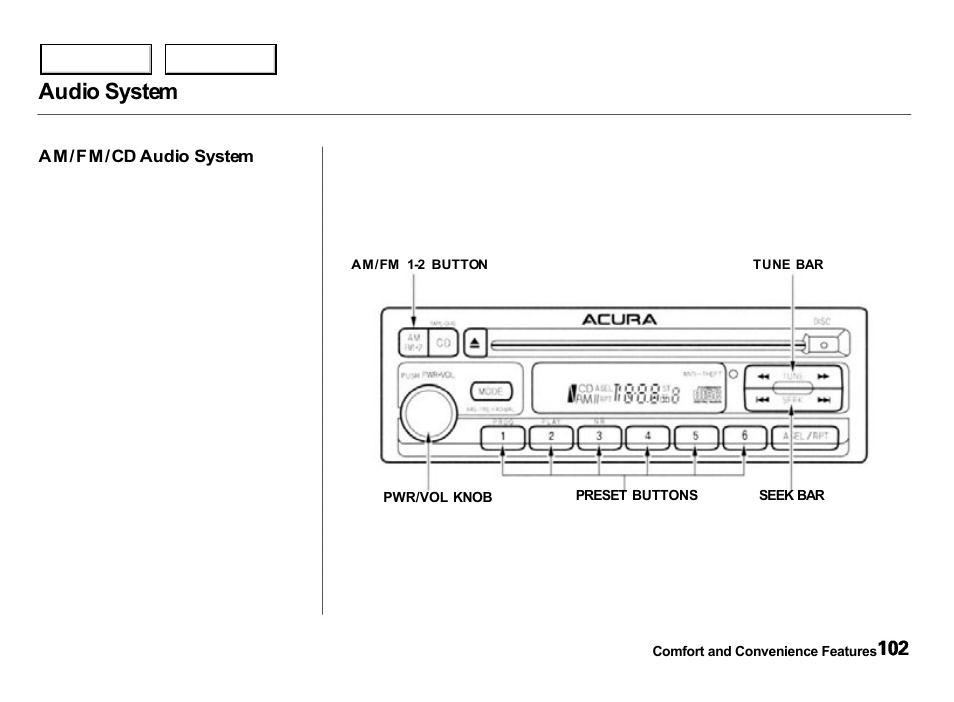 Audio system | Acura 2000 Integra Hatchback - Owner's Manual User Manual | Page 105 / 279