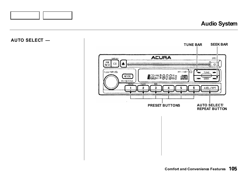 Audio system | Acura 2000 Integra Hatchback - Owner's Manual User Manual | Page 108 / 279