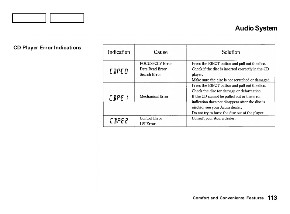 Audio system | Acura 2000 Integra Hatchback - Owner's Manual User Manual | Page 116 / 279