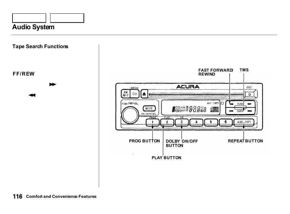 Audio system | Acura 2000 Integra Hatchback - Owner's Manual User Manual | Page 119 / 279