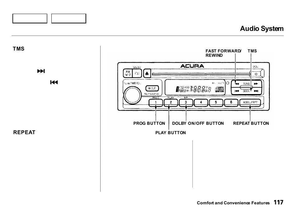 Audio system | Acura 2000 Integra Hatchback - Owner's Manual User Manual | Page 120 / 279