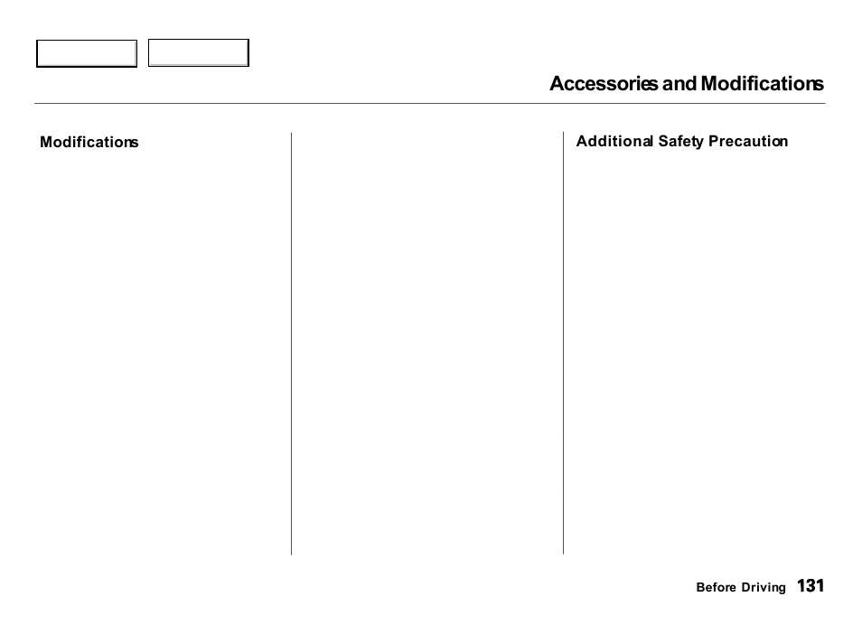 Accessories and modifications | Acura 2000 Integra Hatchback - Owner's Manual User Manual | Page 134 / 279