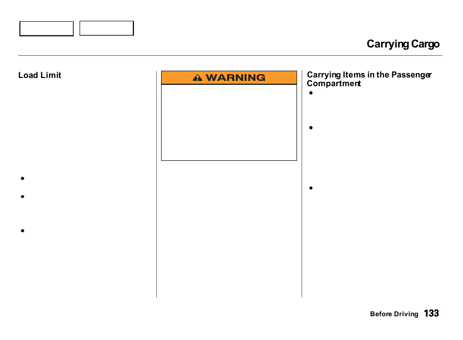 Carrying cargo | Acura 2000 Integra Hatchback - Owner's Manual User Manual | Page 136 / 279