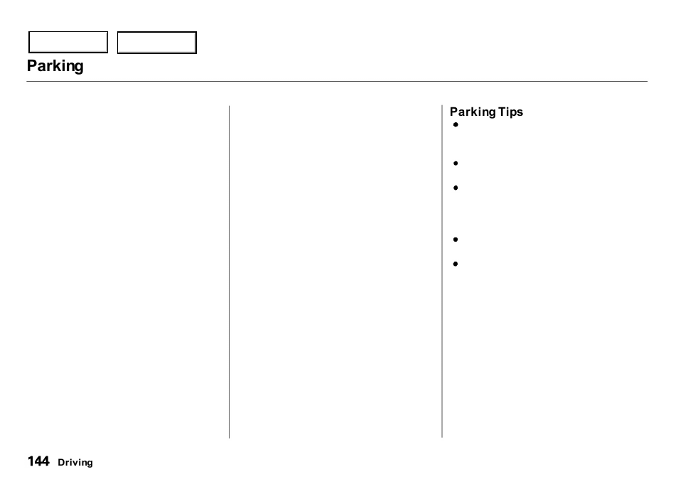 Parking | Acura 2000 Integra Hatchback - Owner's Manual User Manual | Page 147 / 279