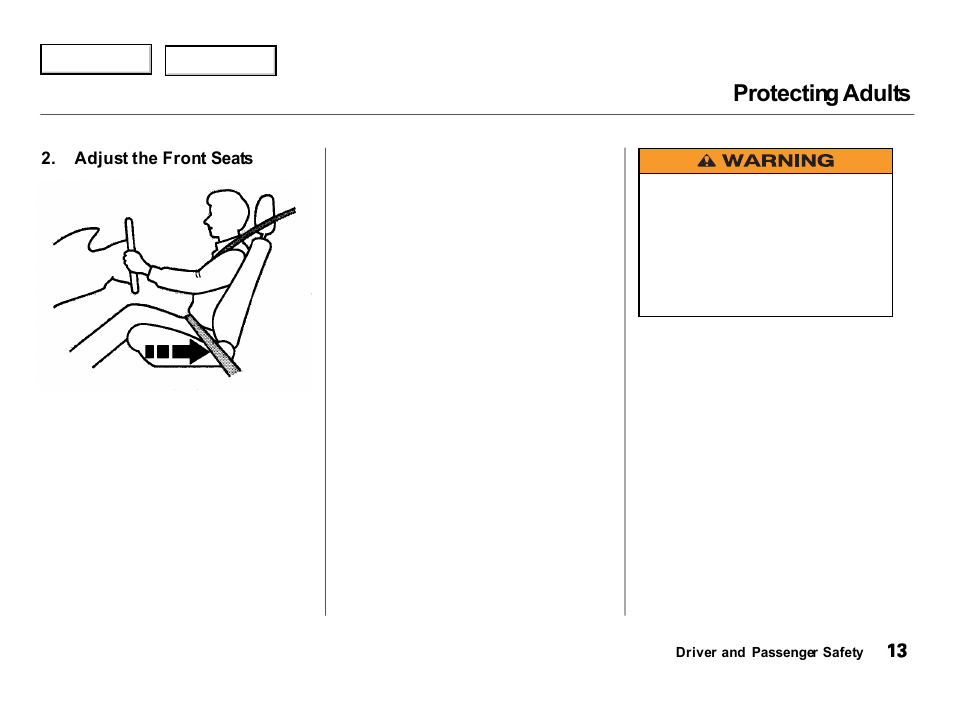 Protecting adults | Acura 2000 Integra Hatchback - Owner's Manual User Manual | Page 16 / 279