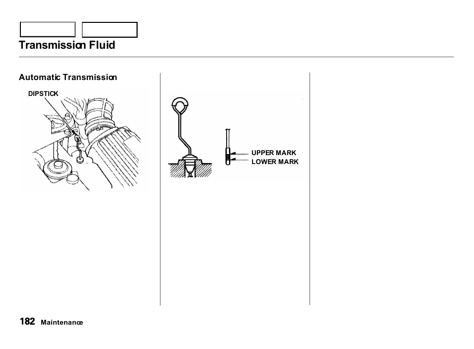 Transmission fluid | Acura 2000 Integra Hatchback - Owner's Manual User Manual | Page 185 / 279