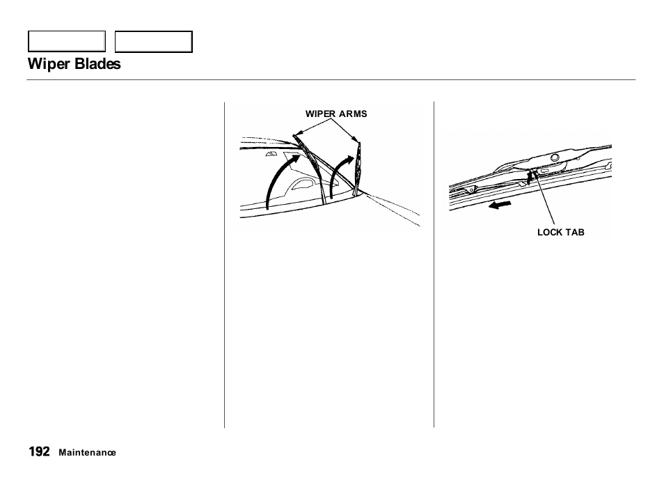 Wiper blades | Acura 2000 Integra Hatchback - Owner's Manual User Manual | Page 195 / 279