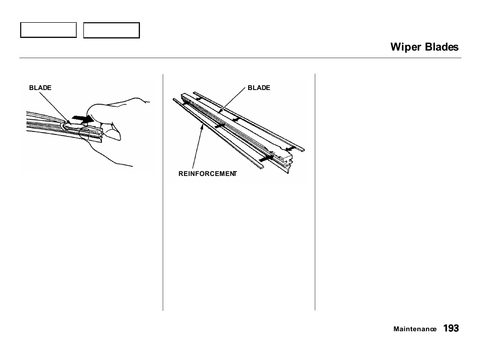 Wiper blades | Acura 2000 Integra Hatchback - Owner's Manual User Manual | Page 196 / 279