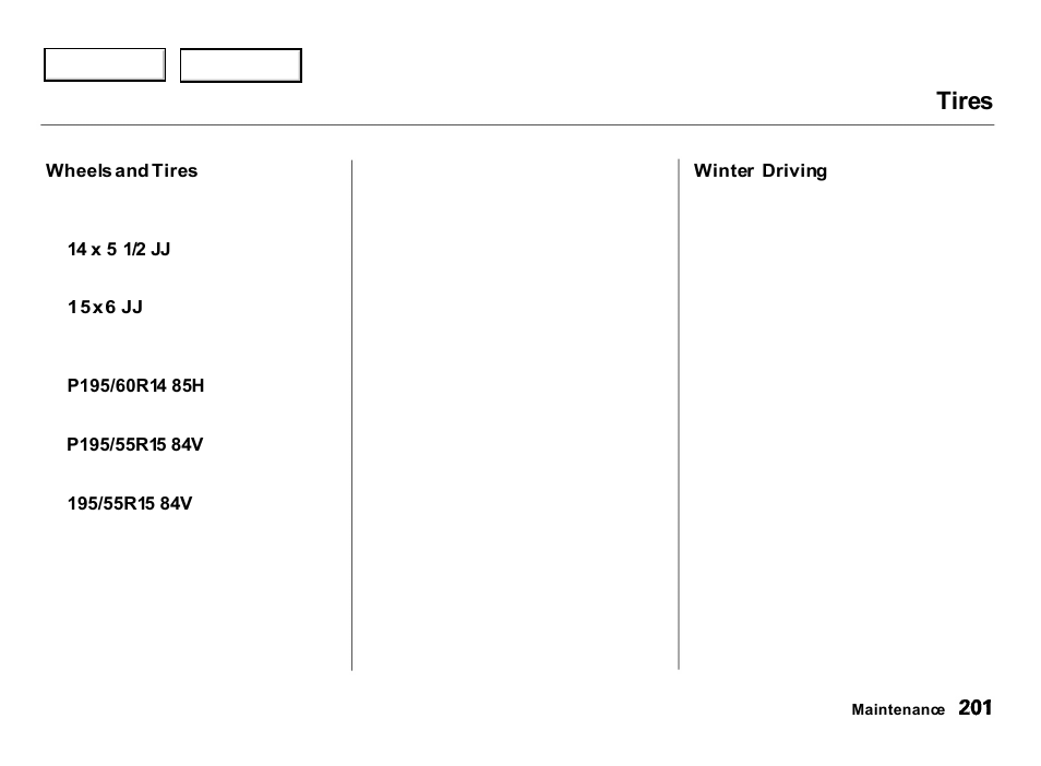 Tires | Acura 2000 Integra Hatchback - Owner's Manual User Manual | Page 204 / 279