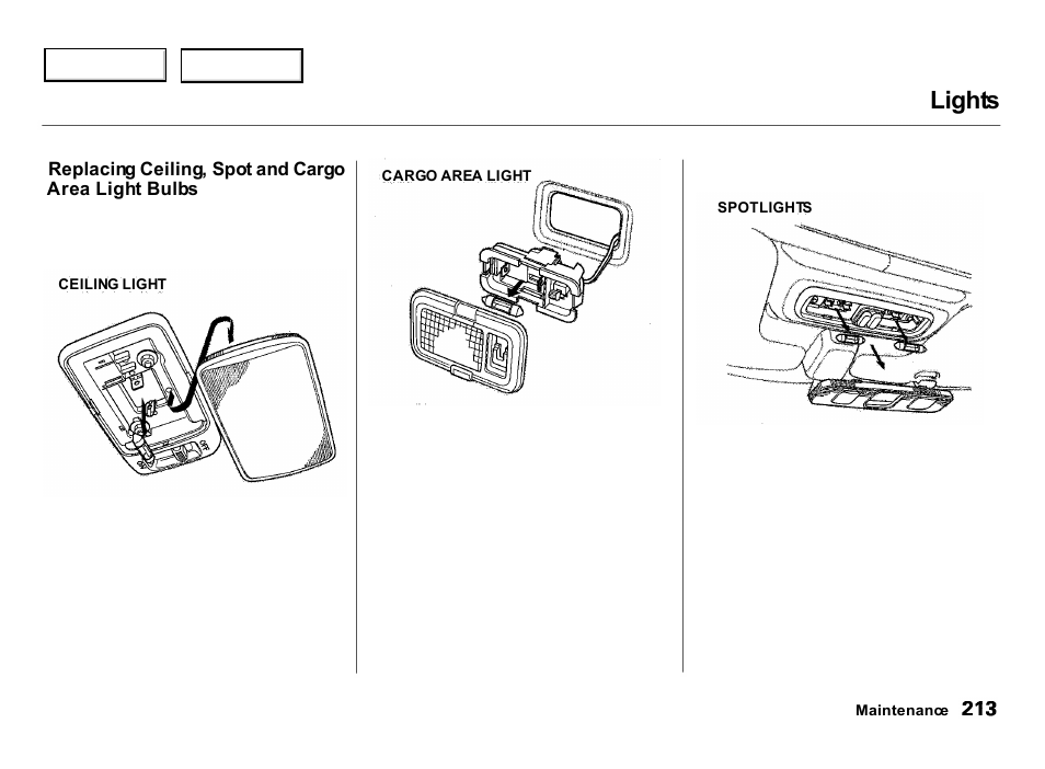 Lights | Acura 2000 Integra Hatchback - Owner's Manual User Manual | Page 216 / 279