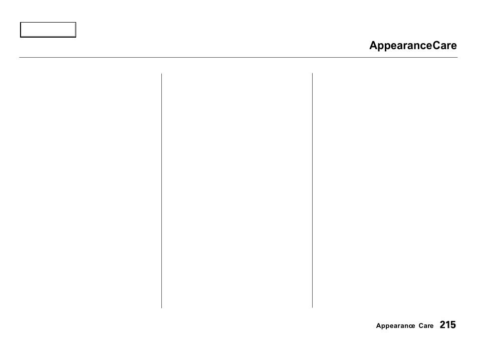 Appearance care | Acura 2000 Integra Hatchback - Owner's Manual User Manual | Page 218 / 279