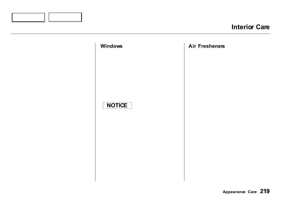 Interior care | Acura 2000 Integra Hatchback - Owner's Manual User Manual | Page 222 / 279