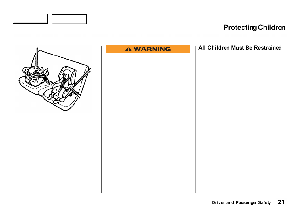 Protecting children | Acura 2000 Integra Hatchback - Owner's Manual User Manual | Page 24 / 279