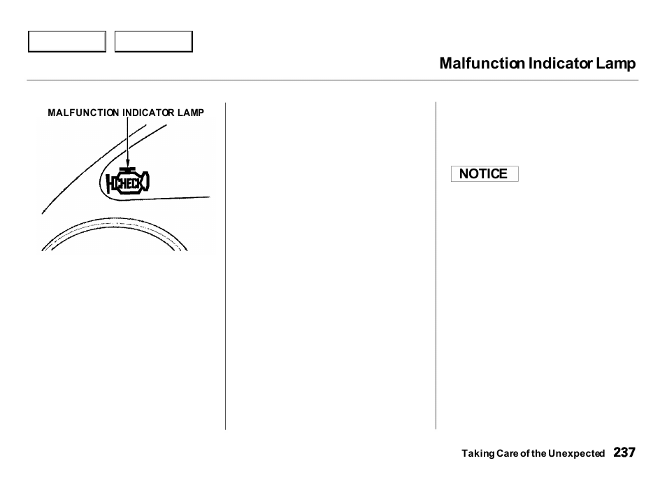 Malfunction indicator lamp | Acura 2000 Integra Hatchback - Owner's Manual User Manual | Page 240 / 279