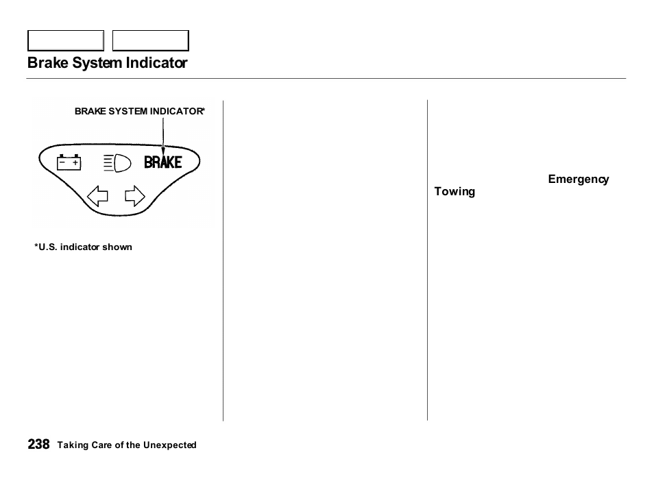 Brake system indicator | Acura 2000 Integra Hatchback - Owner's Manual User Manual | Page 241 / 279