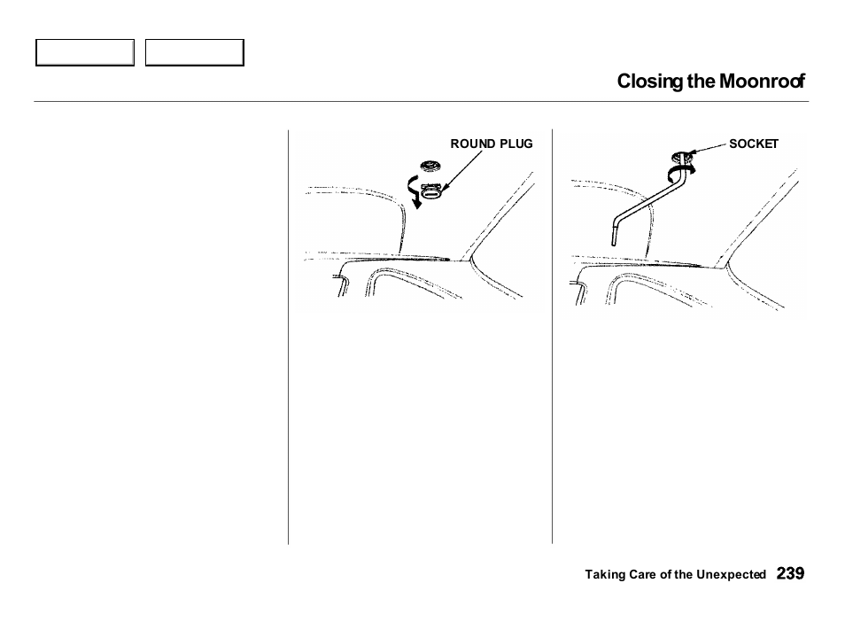 Closing the moonroof | Acura 2000 Integra Hatchback - Owner's Manual User Manual | Page 242 / 279