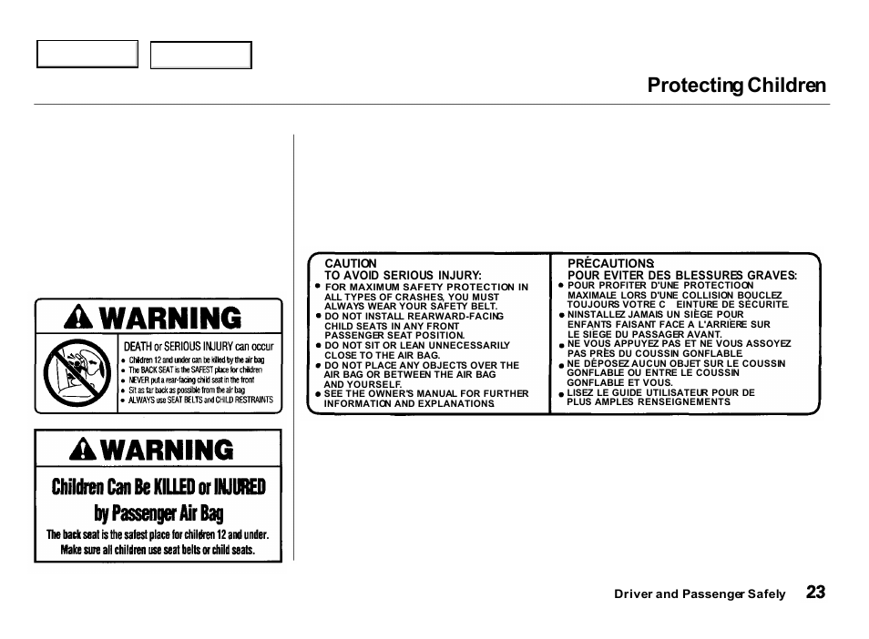 Protecting children | Acura 2000 Integra Hatchback - Owner's Manual User Manual | Page 26 / 279