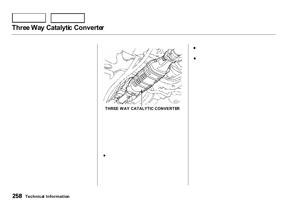 Three way catalytic converter | Acura 2000 Integra Hatchback - Owner's Manual User Manual | Page 261 / 279