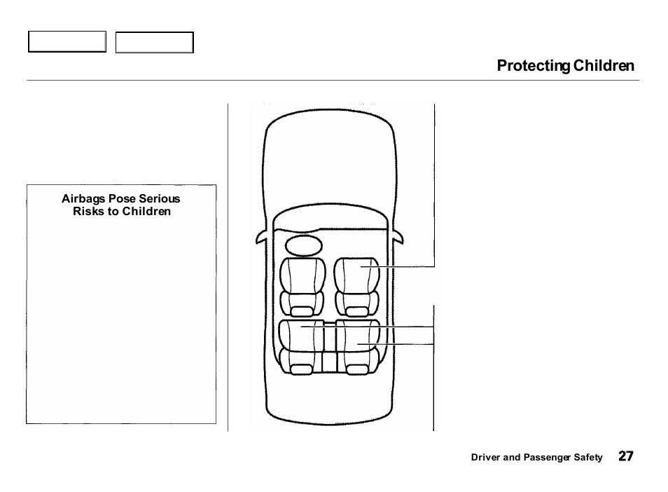 Protecting children | Acura 2000 Integra Hatchback - Owner's Manual User Manual | Page 30 / 279