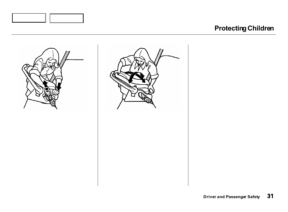 Protecting children | Acura 2000 Integra Hatchback - Owner's Manual User Manual | Page 34 / 279