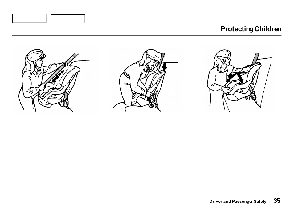 Protecting children | Acura 2000 Integra Hatchback - Owner's Manual User Manual | Page 38 / 279