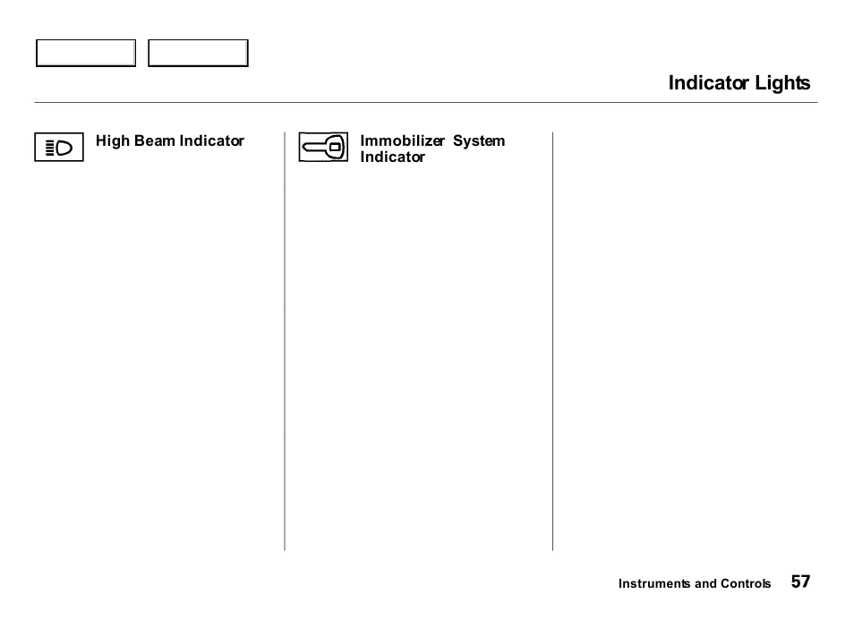 Indicator lights | Acura 2000 Integra Hatchback - Owner's Manual User Manual | Page 60 / 279