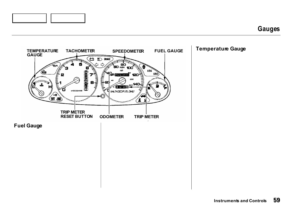Gauges | Acura 2000 Integra Hatchback - Owner's Manual User Manual | Page 62 / 279