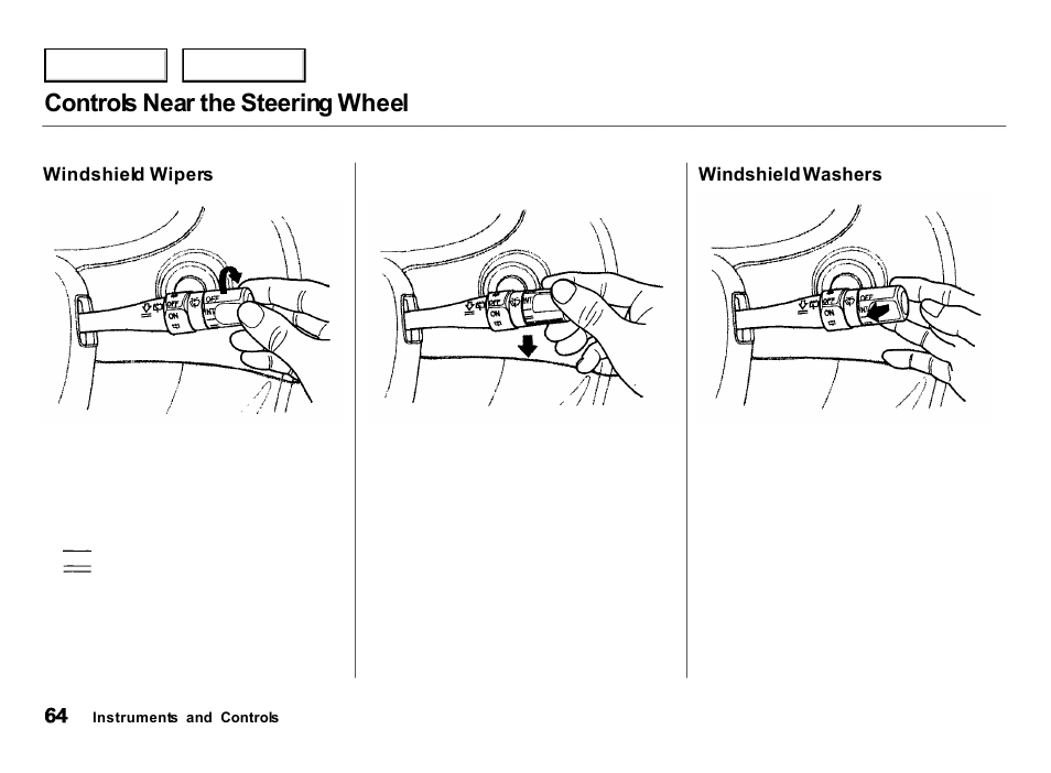 Controls near the steering wheel | Acura 2000 Integra Hatchback - Owner's Manual User Manual | Page 67 / 279