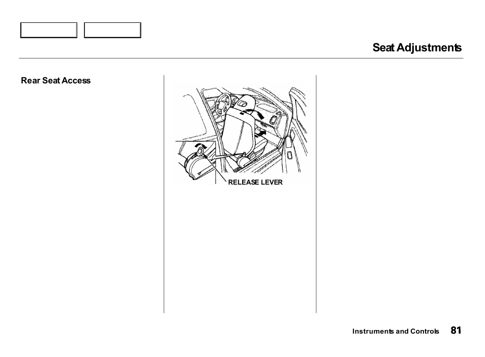 Seat adjustments | Acura 2000 Integra Hatchback - Owner's Manual User Manual | Page 84 / 279