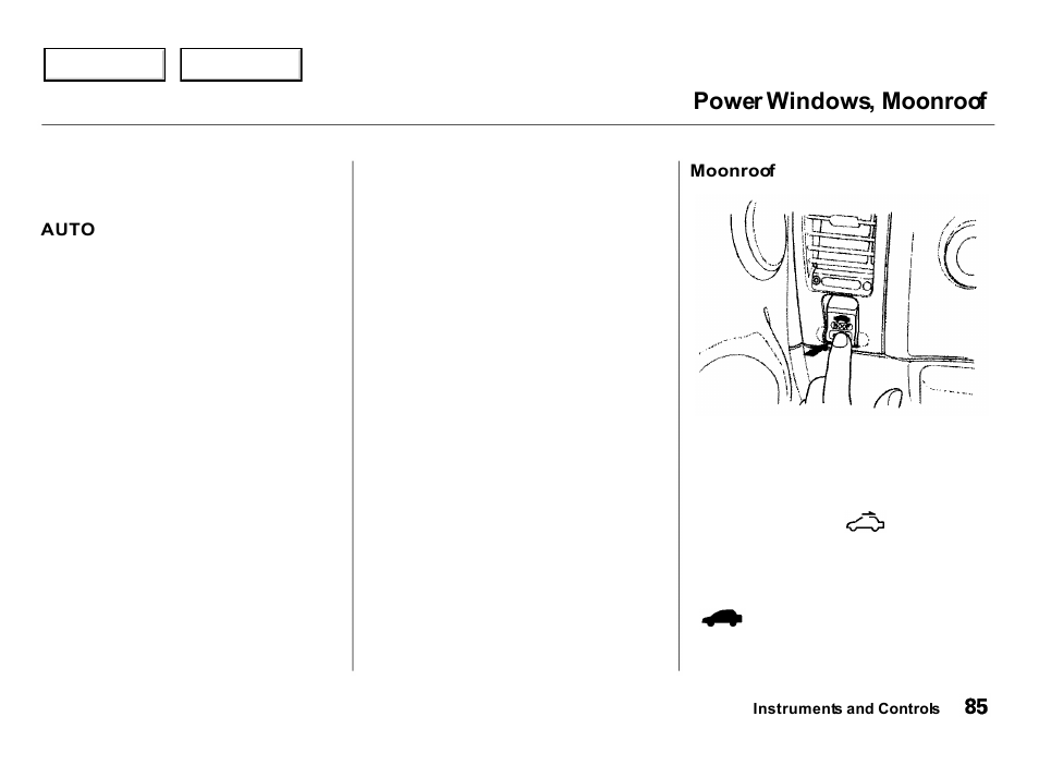 Power windows, moonroof | Acura 2000 Integra Hatchback - Owner's Manual User Manual | Page 88 / 279