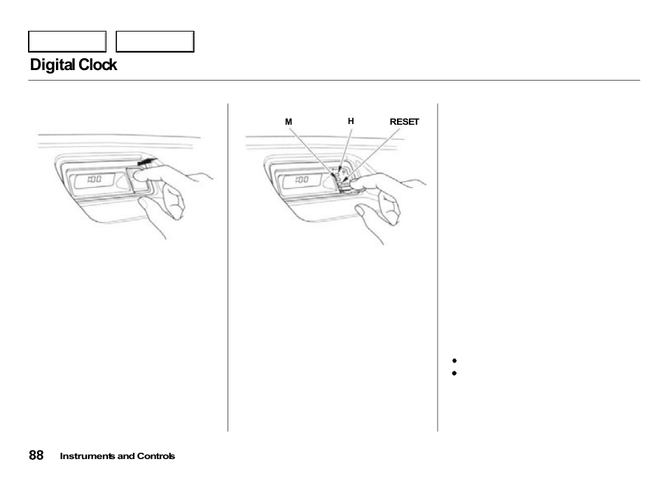 Digital clock | Acura 2000 Integra Hatchback - Owner's Manual User Manual | Page 91 / 279