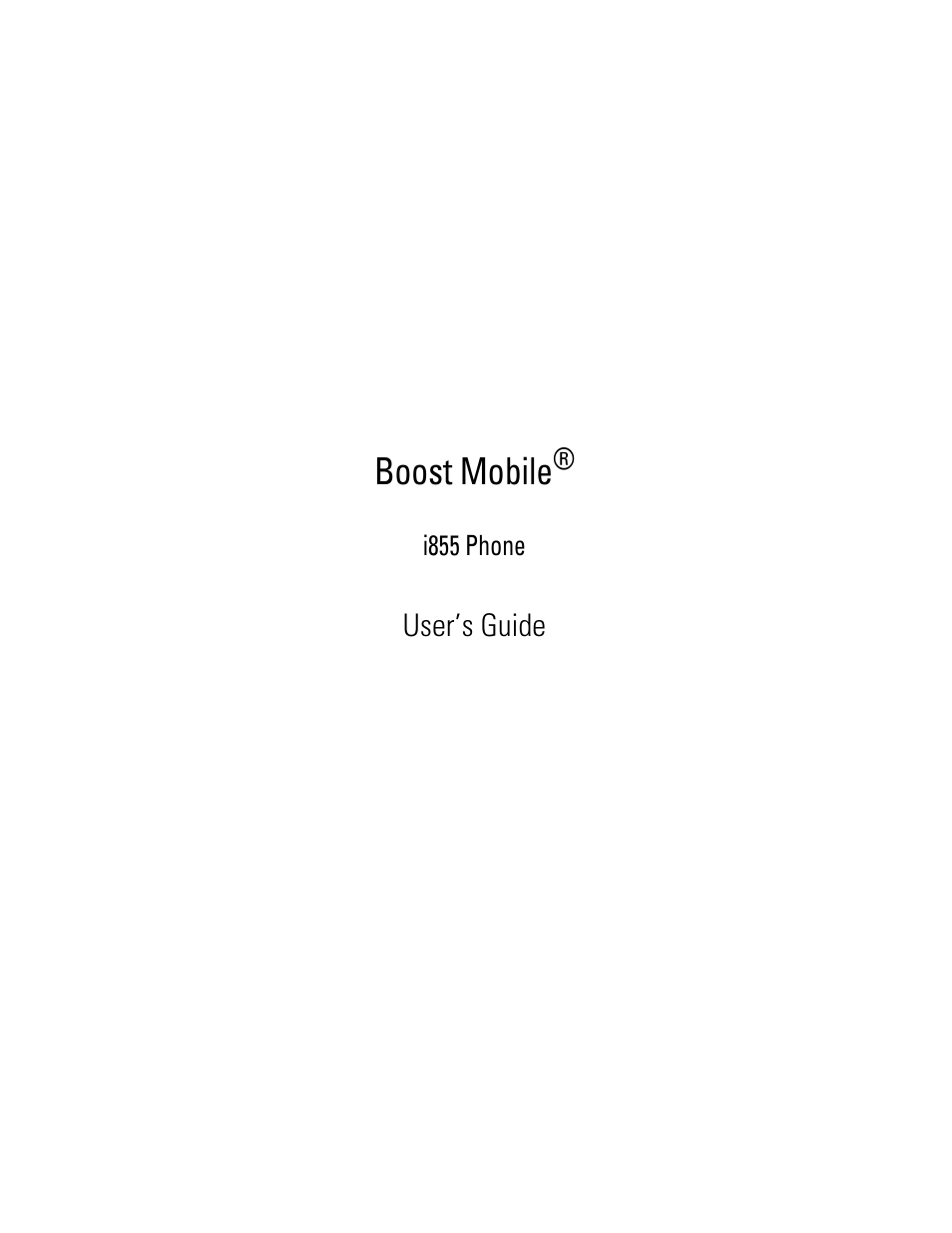 Boost Mobile i855 User Manual | 84 pages