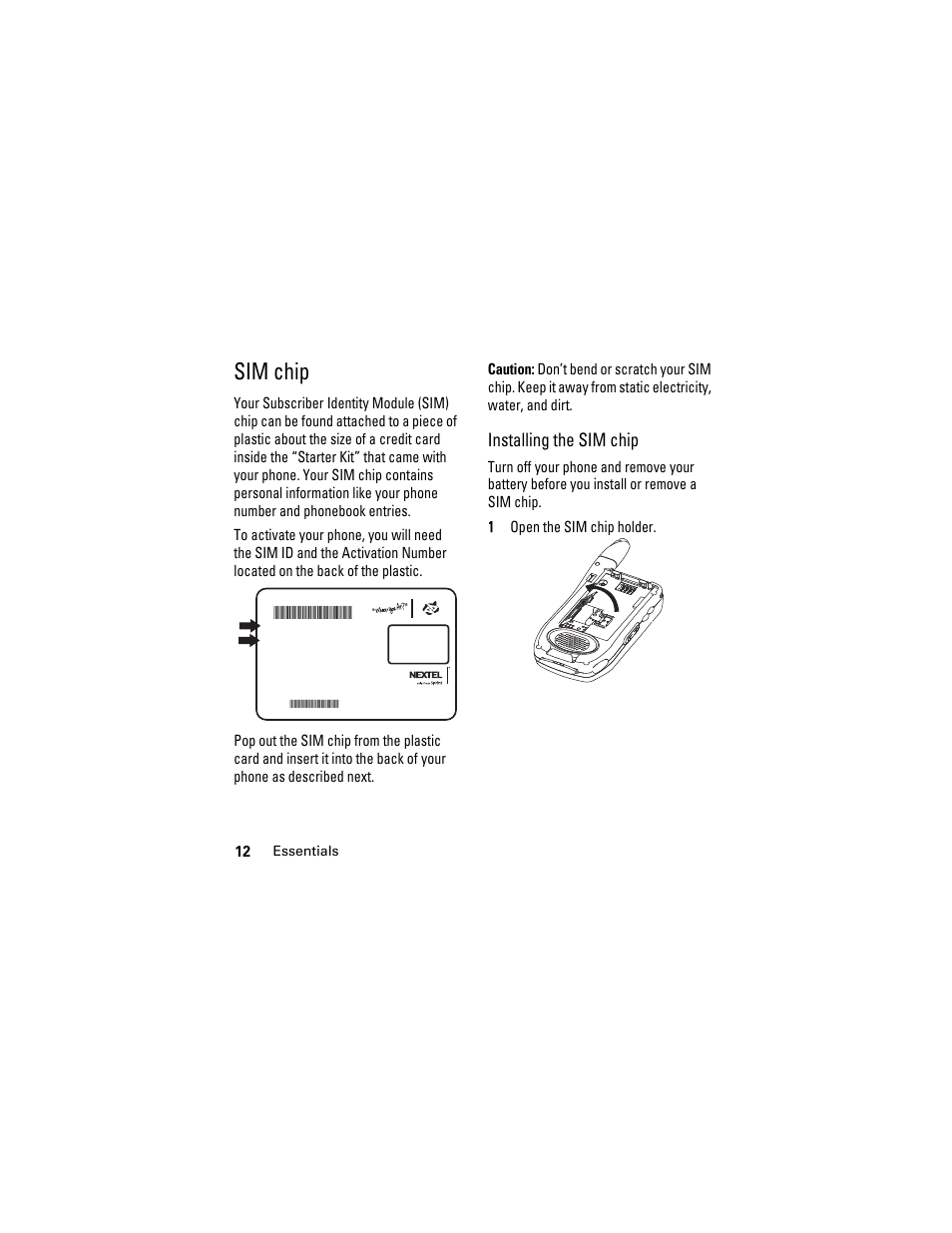 Sim chip, Installing the sim chip | Boost Mobile i855 User Manual | Page 16 / 84